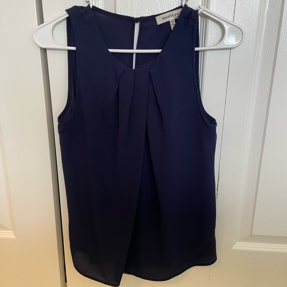Monteau Navy Sleeveless Blouse